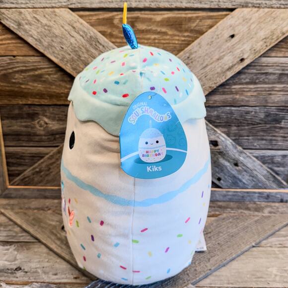 NWT-2023, Kiks, The Happy Birthday Cake w/ Candle Plush Squishmallow Toy, 10”H - Picture 2 of 7